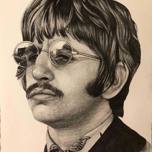 Franciscadel Rio, Ringo Starr, lapiz grafito en papel 100% algodon, 77 x 57 cm