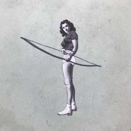 Marie Rosmanich, Serie mujeres III, oleo sobre baldosa, 20 x 20 cm