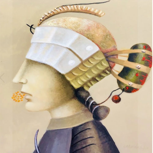 Covid V, oleo sobre tela, 70 x 70 cm