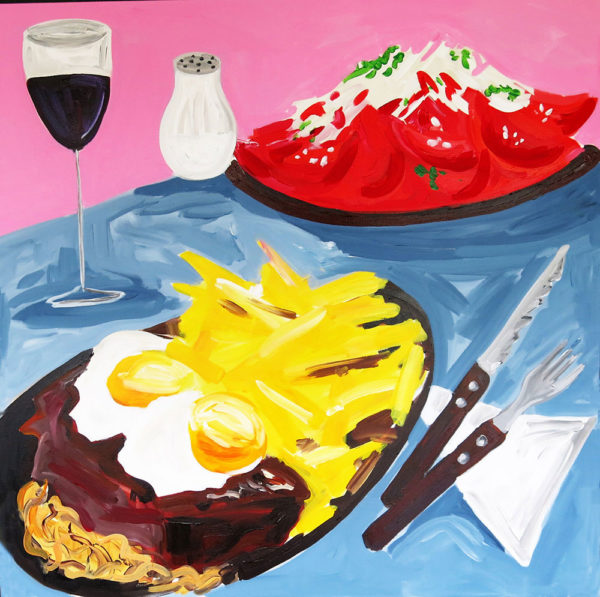 Antonia-Boza,-Bife-de-chorizo,-acrilico-sobre-tela,-100-x-100cm-galeria-la-sala