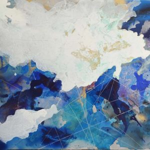 Margarita Garces, Cignus, el Compas, acrilico sobre aluminio, 80 x 122 cm galeria la sala