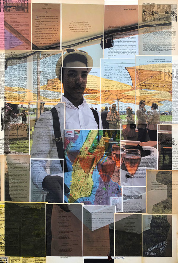 Henry-Von-Wartenberg,-Serie-Babel,-Fi-Sihtik,-fotografia-en-collage-de-hojas-huerfanas-de-libros-que-cuentan-la-misma-historia-en-distintos-idiomas,-70-x-50-cm,-2020,-USD300-galeria-la-sala